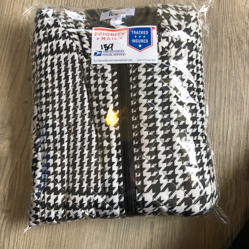 Kim Rogers Houndstooth Zip Up Vest Womens Large Outerwear Stretch - Picture 9 of 9